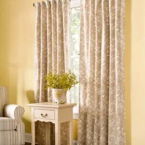 LOT OF 2 Floral Damask Rod-Pocket Homespun Insulated Curtain Panel, 42"W x 63"L